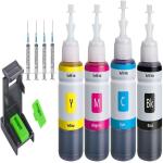 TEQUO Ink For HP Ink Cartridge 805, 803, 680, 678, 682, 818, 802, 901, 703, 704, 46, 21, 22, 27, 28, 56, 57, Canon 88, 98 Cartridges Black + Tri Color Combo Pack Ink Bottle