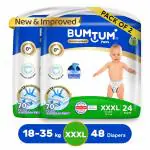 Bumtum Baby Diaper Pants, XXXL Size, 48 Count, Double Layer Leakage Protection Infused With Aloe Vera, Cottony Soft High Absorb Technology (Pack of 2)