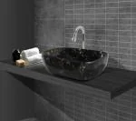 DELTA SANITARYWARE Black Ceramic Table Top Designer Wash Basin Rj-1024 - 18X13X5 Inch