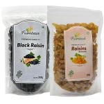 Farmbean Dry Fruits Combo Pack of 2-500 Gms| Raisin 250gms, Black Raisin 250gms| Healthy Sweet Treats| Rich in Calcium, Antioxidant, Fibers and Vitamin K | Vegan, Non-GMO & No Preservatives