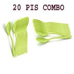 KITCHUB Plastic Table Spoon Set Plastic Tea Spoon, Coffee with ABS Plastic, Heat-Resistant Spoon Spatula-Green Pack of 20