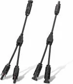 ABONIX Solar Connectors Y Branch Parallel Adapter Cable 1 to 2 Solar Panel Connectors Wire Plug Tool Kit for Solar Panel (M/FF, F/MM) - 1 Pair