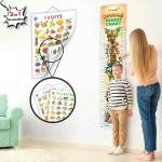GOWOO 2 IN 1 FRUITS AND VEGETABLES and JUNGLE HEIGHT CHART | Set of 2 chart 1 Educational + 1 Height Chart | Engaging Adventures Combo of Fruits and Vegetables with Jungle Height Chart