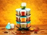 OPTIMUS 360 Revolving Spice Rack Masala Rack Spice Box Masala Box Masala Container Condiment Set Of 18-250 ml ( Pack Of 18 - BLUE)