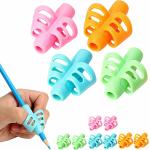 Pindia 3 Pcs Silicone Pencil Grips For Kids & Toddler Writing Aid Trainer - Random Color
