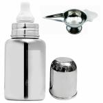 PGD Plain Silver Stainless Steel Baby Feeding Bottle with Feeder Spoon (0-24 months) - 150 ml