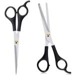 Tifurko Professional Hair Cutting Scissor, Stainless Steel Scissor, Salon Barber Haircut Scissor, Thinning Shears, Hairdressing snip, Styling Tool Kit for Men and Women (Set Of 2,Black)