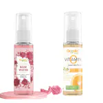 Orgello herbal Rose water spray alcohol-free for face 100 ml + Vitamin C Mist toner for face whitening pigmentation 100 ml | Pack of 2