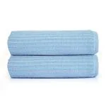 MICRO COTTON LuxCraft Set of 2 Medium Bath Towel - Super Absorbent, Quick Dry, Multipurpose for Bath, Hair, Gym, Baby, Travel - Light Blue (60 X 120 CM)