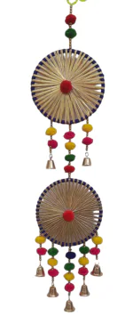 Decoration Craft Yellow Chakri Traditional Hanging Latkan for Party, Home, Main Door ,Diwali Decoration (2 Pcs)