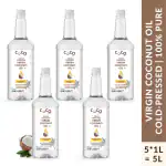COCO CRUSH Virgin Coconut Oil| Cold Pressed, 100% Pure Natural| Hair, Body, Baby Massage (5*1000 ml) | 5L