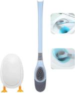 Clixera Flexible Toilet Bowl Brush Head with Silicone and Hard Bristles Toilet Cleaning Brushes for Bathroom with Holder Cute Duck Shape Ventilation Slots Base Wall Mounting