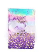 GOLDLEAF A6 Stay Positive Diary Book With Magnet Flap Write A6 Diary Ruled 112 Pages (Purple)