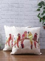 Eyda Ivory Velvet Beaded Sequin Cushion Cover (Set Of 2)