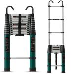 Plantex Ladder for Home/Aluminium 4.6 meters(15 ft.) 12-Steps Telescopic Ladder/Extendable Portable Steps and Compact Design - (Green)