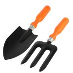 Ferns N Petals Orange Black Trowel And Fork Gardening Tool