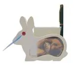 Giftana 4 IN 1 Desktop Photo Frame Stand With Pen Holder & Notepad Holder for Men Women, White Rabbit Shape Desk Organizer Holder for Employee, Birthday Gift For Colleagues, Corporate Gift for Clients