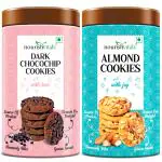 NourishVitals Dark Chocochip Cookies + Almond Cookies, Heavenly Bites, Source of Protein, Crunchy Delights, Genius Snack, 120g Each