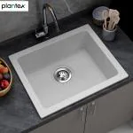 Plantex Quartz Acrylic Kitchen Sink/Undermount Sink for Kitchen/Granite Single Bowl Kitchen Sinks with Coupling (Brun 21x18 Inches)