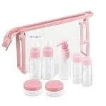 HARSHLOVE Plastic Portable Travel Size Empty Bottles for Makeup Cosmetic Toiletries Liquid Containers with Bag (7 Pcs Set, Multi Color)