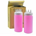 BMG IMPORT EXPORT Plastic Bottles with 3 and 4 Nozzle for Sauce, Mayonnaise ,Chocolate Syrup Reusable Plastic Containers Medium Size (2 Piece)