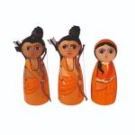 Lisa Hand Crafted Lord Sri Ram, Sita and Laxman Wooden Idols for Worship & Home Decoration