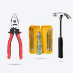 Tools Titan Heavy Duty Claw Hammer with 5 in 1 screwdriver set and 8 inch plier hand tools