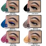 Looks United Metallic Long Lasting Intense Single Stroke Fashion Eyeliner (Metallic Forest Green, Metallic Coal Black, Metallic Admiral Blue, Metallic Brunette Brown, Metallic Blush Pink, Metallic Canary Yellow )Pack Of 6