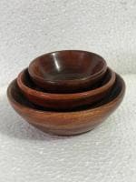 The WooDiN Sheesham Wood Wooden Serving Bowl Plane for Salad Snacks Decorated Tableware Bowls for Breakfast (Pack of 3)
