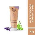 Sanfe Bikini Line Hair Removal Cream with Spatula and Intimate Wipes - 50g - Natural and Safe for sensitive skin - Lavender, Aloe Vera, Shea Butter