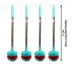 Mast Toilet Cleaning Brush Round with Extra Long Steel Handle - Pack of 4 (Color : Aqua Green)