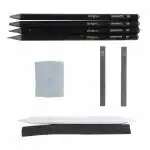 ArtRight 9-Piece Artists' Sketching & Drawing Tool Kit with 4 Premium Graphite Pencils, 2 Compressed Charcoal Sticks, Blending Stump, Kneaded Eraser and Charcoal Block - Artists 9Pcs Sketching Set