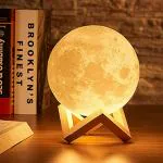 SHANAYA 3D Moon Light Lamp with Touch Sensor and Wooden Stand