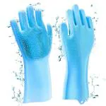Gentle E Kart Rubber Silicone Cleaning Brush Scrubber Gloves Wet and Dry Glove