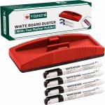 SHELFKING Non Magnetic Premium Whiteboard Duster And Marker| Dry Erase Whiteboard Eraser for Erasing White Board Marker or Chalk Board Writing - (Pack of 01 Duster And 4 Marker, Multicolor) Dusters (Multicolor)