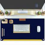 Tizum Extended Mouse Pad/ Desk Mat, Vegan PU Leather, Blue, 25