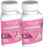 VOGUE Pharmaceuticals Pvt. Ltd. Vogue Wellness L-Glutathione Tablet for Bright Radiant Glowing Skin, Clear Skin for Men & Women, Reduce Pigmentation, Dark Spots & Youthful Skin 30 Tablets (Pack of 2)