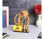 Future Works Wooden Chhattisgarh Mahtari Momento Tabletop Desk Organizer With Pen Stand and Visiting Card Holder Photo Motivational Gift (9 x 7 inch Bamboo Made in India Eco Friendly) 5.1D x 16.5W x 22.9H Centimeters