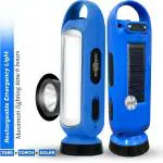 Pick Ur Needs Solar Emergency Rechargeable Search Torch Light Long Range Long Backup 4 hrs Torch Emergency Light (Blue)