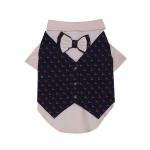 Lulala Dog Wedding Suit Dear Printed Shirt Bow Tie Outfit for Dogs & Cats (M, Pink-Blue)