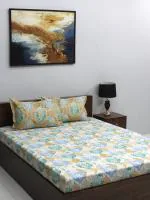 Bombay Dyeing Ivyrose 110 TC Cotton Multicolor Double Bedsheet With 2 Pillow Covers