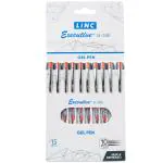 Linc Executive SL-500 Gel Pens, 0.55 mm Tip, Red Ink, Pack of 20
