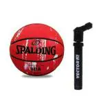 Spalding Marble Official Basketball Ball Size 7 For Women NBA Red Ball With Pump