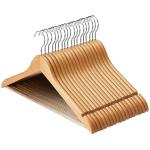 ROCKFIELD AMKUFO Wooden Suit Hangers with Non Slip, 17.5 Inch Solid Wood with 360 Swivel Hook, 24 Free Clothes Hanger Connector Hooks for Space Saving (24 Pack, Natural)