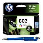 HP 802 Colour Original Ink Cartridge Large With ITGLOBAL 3in1 Multi-Function Pen
