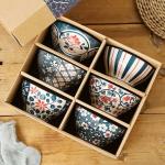 Ceplo Ceramic Rice Bowls,Beautiful Gift Box Packed Assorted Dinner Serving Ramen Bowls for Cereal,Soup,Dessert, Snack,Fruit, Salsa, Soup,Snack,Yogurt,Ice Cream (Set of 6 E Bowl)