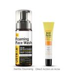 Ustraa Pore Care Combo - Foaming Face Wash - For Skin Brightening - 150 ml | Helps Prevent Blackheads | NO SLS & Anti Acne Spot Gel - 15ml | Reduces 99.9% Pimple-Causing Germs, With Neem & Vitamin B3