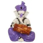 eCraftIndia Purple Embossed Polyresin Lord Ganesha Playing Dholak 3.5 inches x 2.5 inches x 5 inches