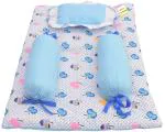 Kwitchy New Born Baby Bedding Set Cradle Mattress with Super Soft Pillow and Bolsters 4 Pcs Bedding Set (0-6 Months)