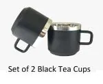 Dynore Stainless Steel Black Matte Tea Cups- Set of 2
